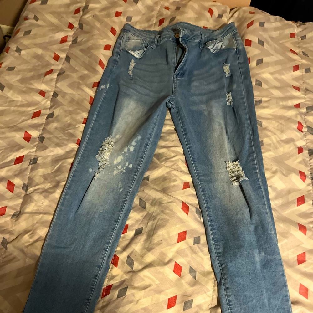 Blue ripped jeans